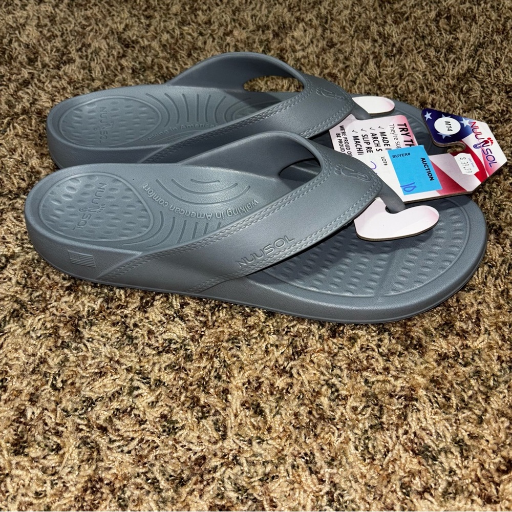 NUUSOL Cascade Flip Flops Mens 14 Slate Gray Thong Sandals Float American Made